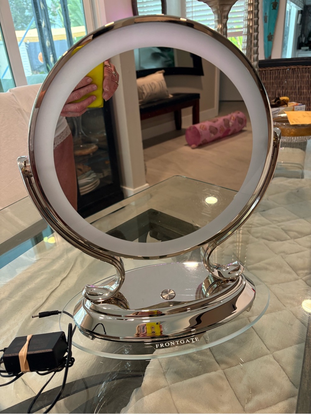 Frontgate Silver Lighted Vanity Mirror with LED Ring 16in- New - 245.00. 💫☄️💥